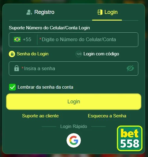 Usuário navegando no aplicativo cassino bet558